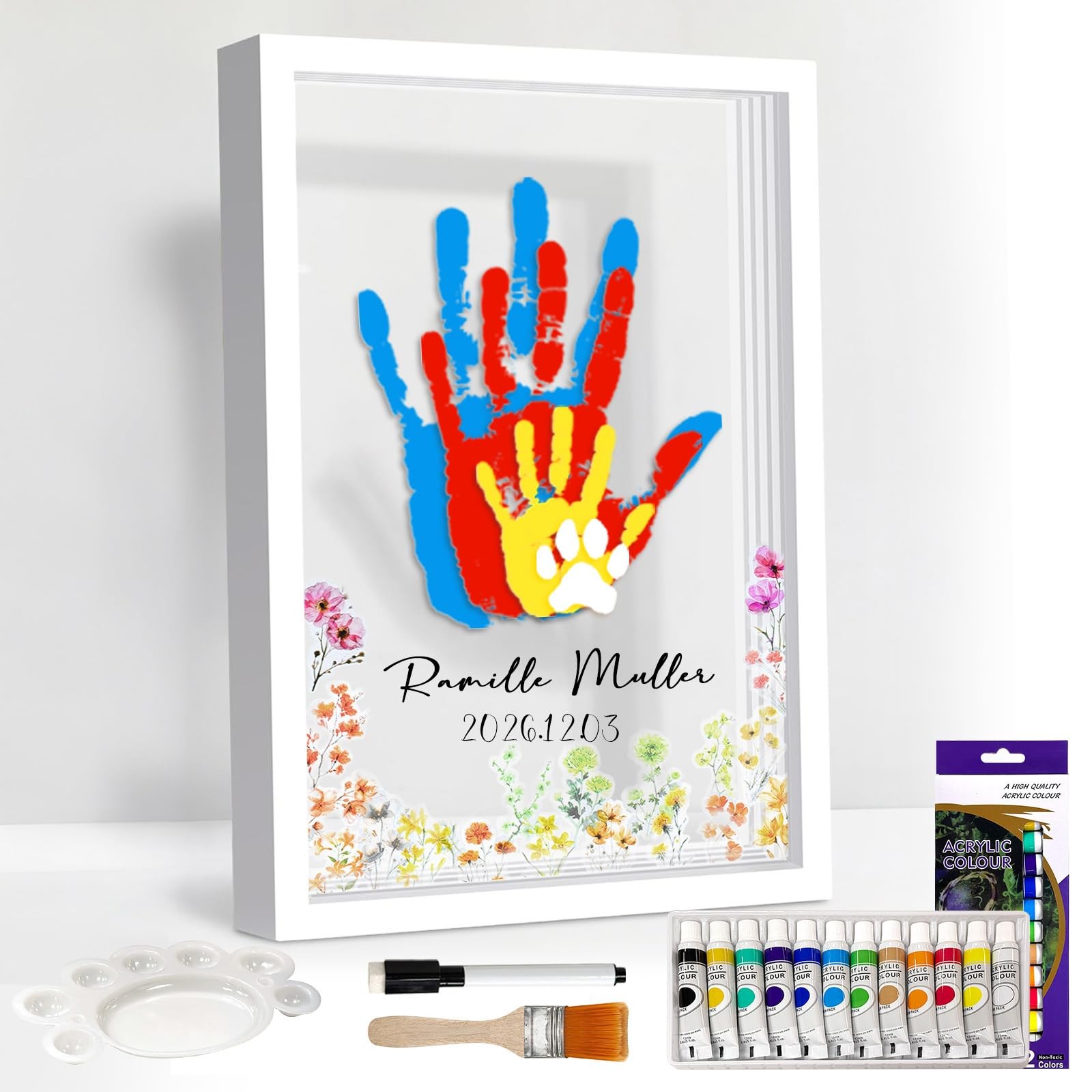 Family Handprint Kit with Paints, Handprint Frame Kit Gifts for New Parents |...