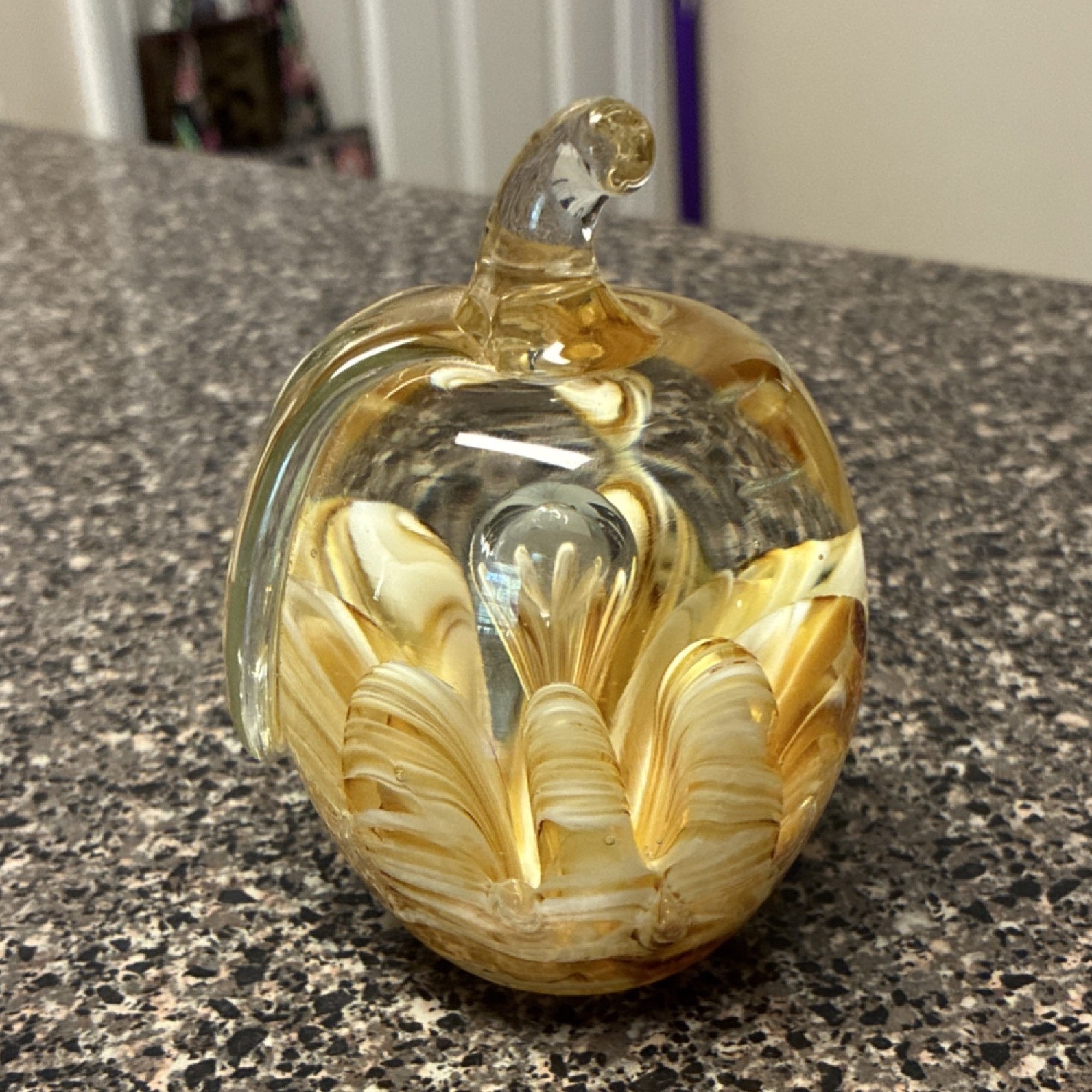 Joe St Clair Figurine Hand Blown Swirl Amber Clear White 406 5” Joe St Clair Figurine Hand Blown Swirl Amber Clear White 406 5”