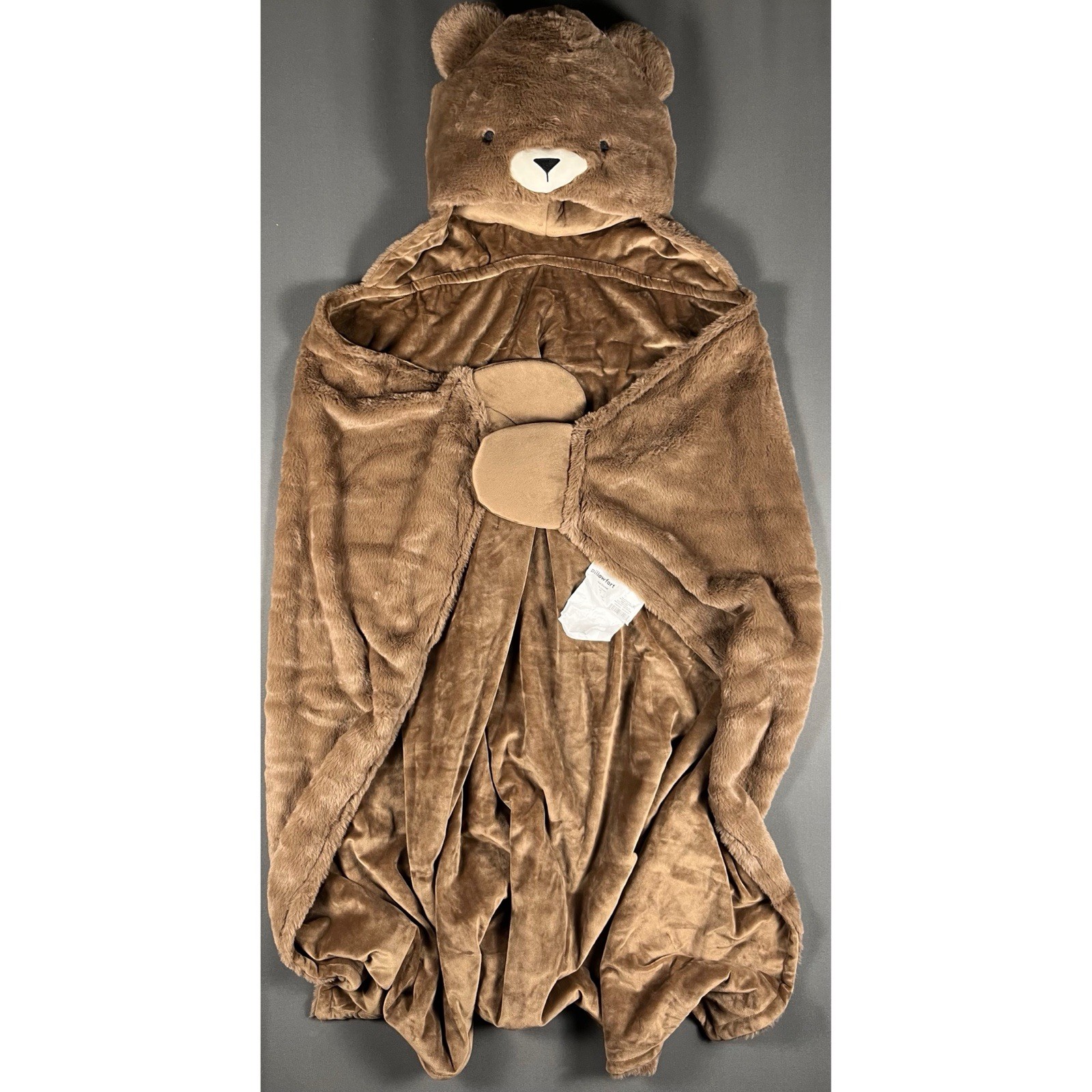 Pillowfort Bear Hooded Blanket 40x50 Brown Fleece Gloved NWT