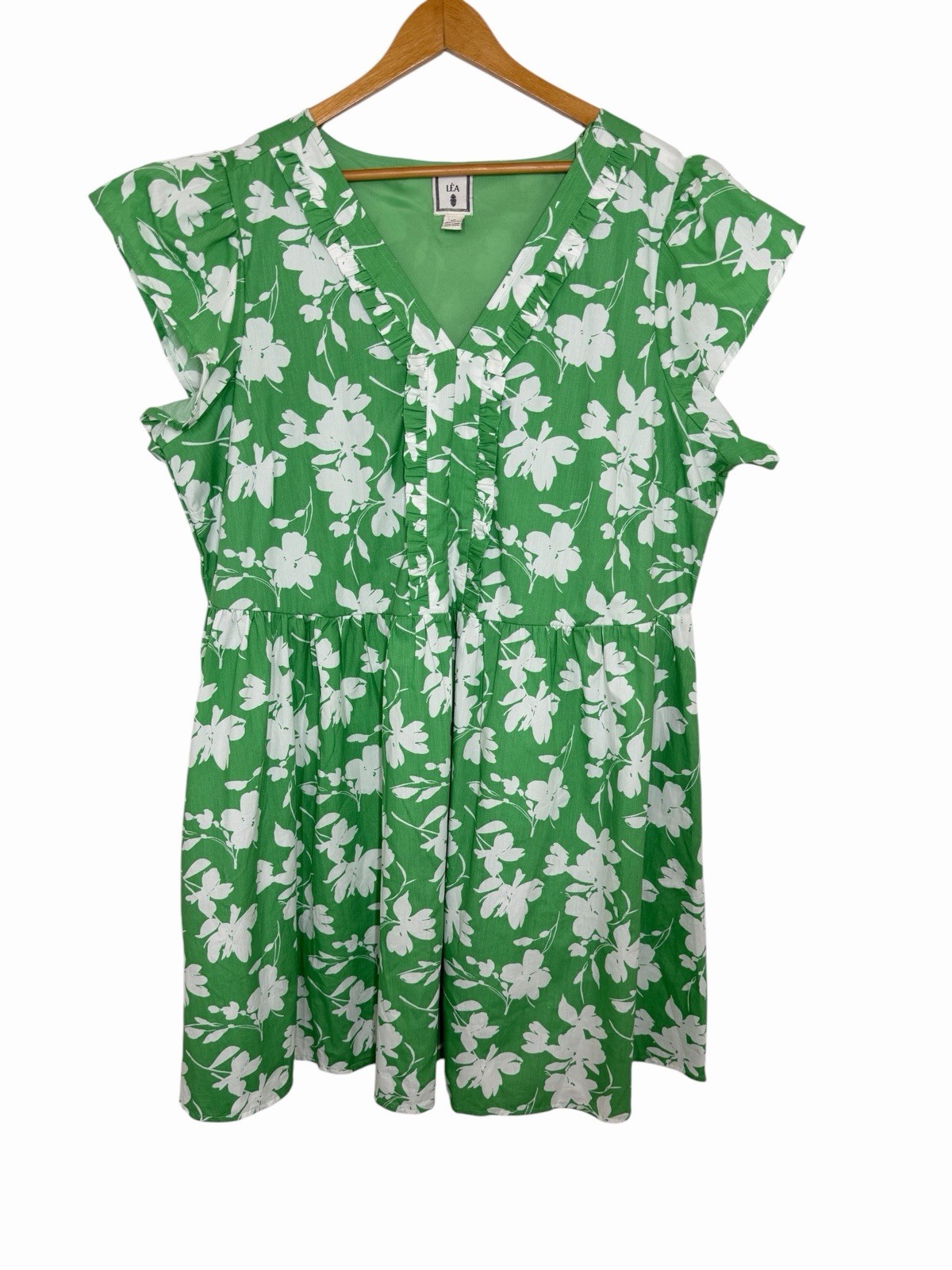 Anthropologie LEA Cotton Boho Floral V-Neck Babydoll Cottage Peasant Dress 2X Anthropologie LEA Cotton Boho Floral V-Neck Babydoll Cottage Peasant Dress 2X