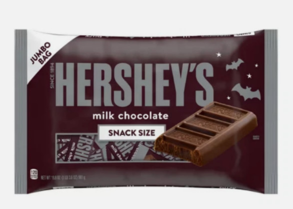 Hershey's Milk Chocolate Snack Size Candy, Jumbo Bag 19.8 oz-free shipping