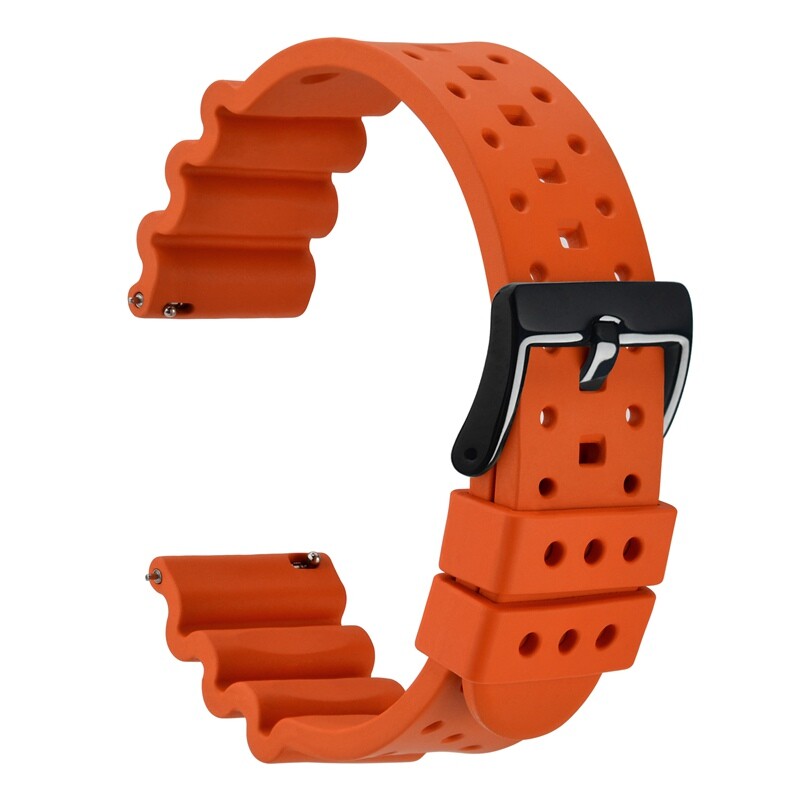 WOCCI FKM Rubber Watch Strap 18mm 20mm 22mm 24mm 26mm Black Brown Blue Orange