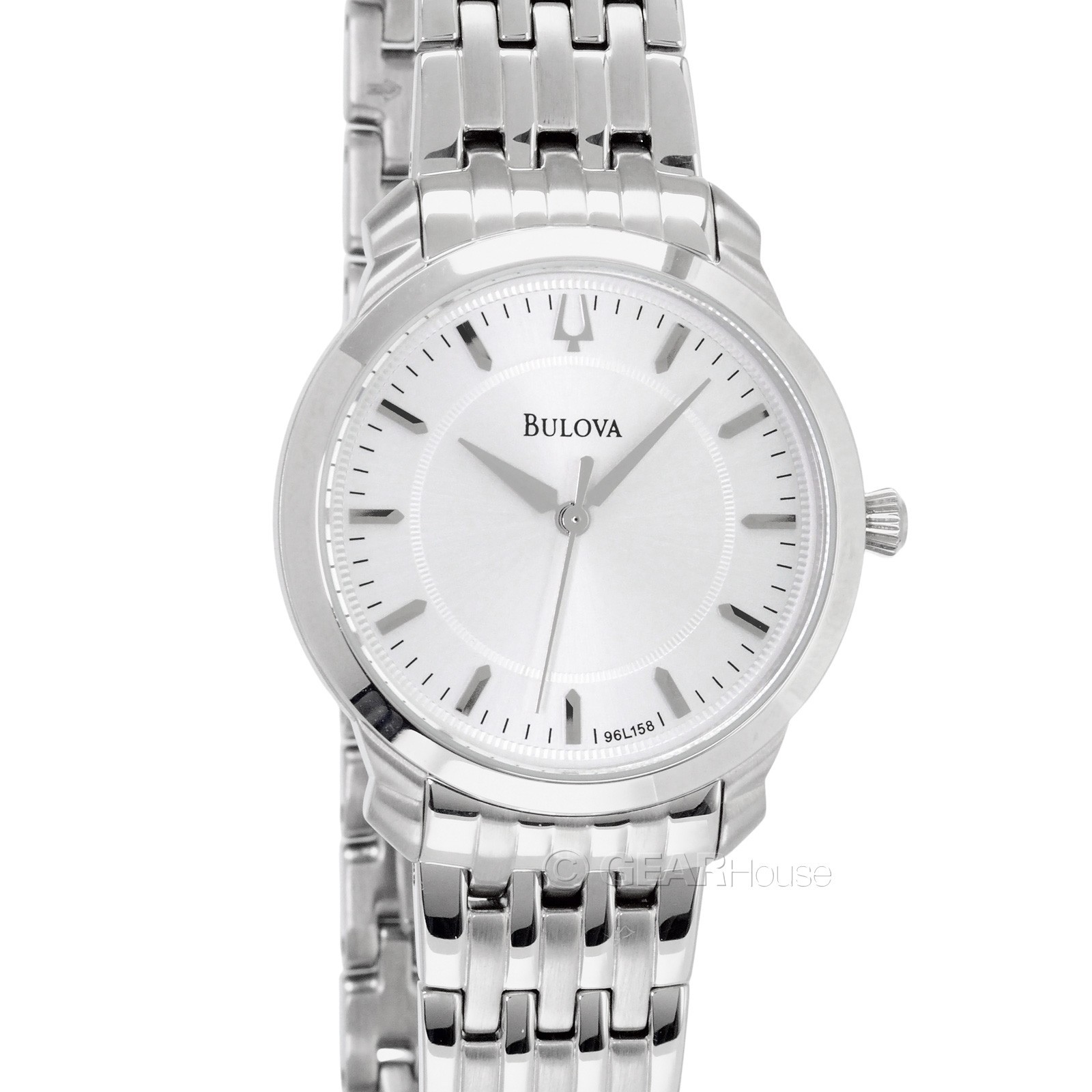 BULOVA Womens Thin Profile Casual Watch, Silver Dial, Stainless Steel Band