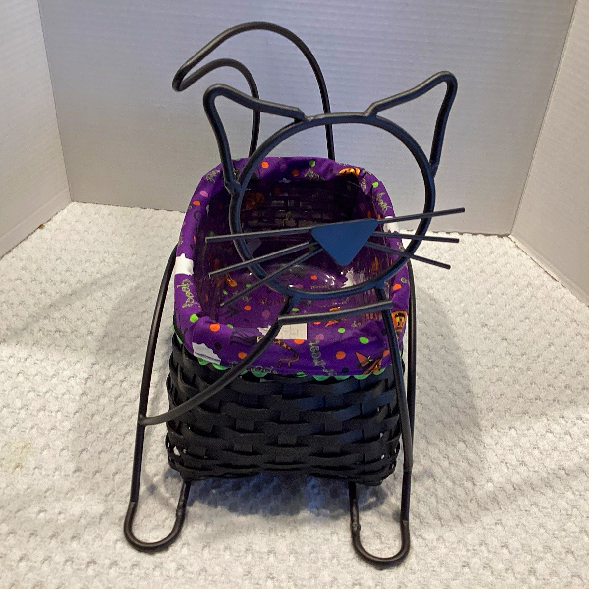 Longaberger 2009 Halloween Black Cat Wrought Iron Basket Combo