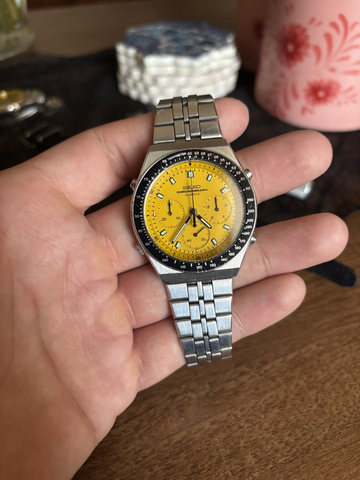 1983 RARE Vintage Seiko Yellow Dial “Vulcan”Chronograph Mens Watch 7A28-710A 1983 RARE Vintage Seiko Yellow Dial “Vulcan”Chronograph Mens Watch 7A28-710A