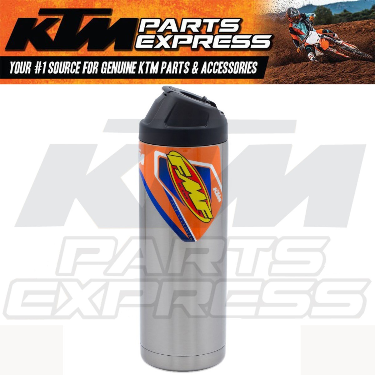 NEW KTM FMF SILVER STAINLESS STEEL WATER BOTTLE UPW260044400