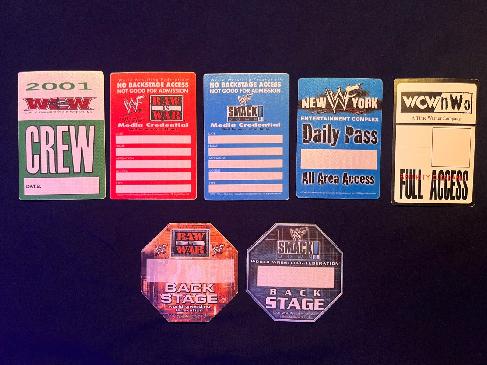 WWF WCW Backstage Media Pass Lot RAW  Smackdown Attitude Era