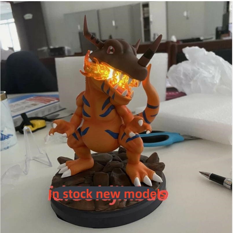 Digimon Adventure Greymon LED Resin Model Sculpture Ornament Collectibles Gifts