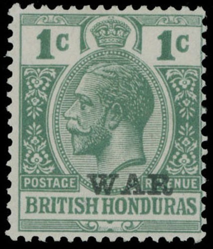 1917, BRITISH HONDURAS, 1C, BLACK OVERPRINT \