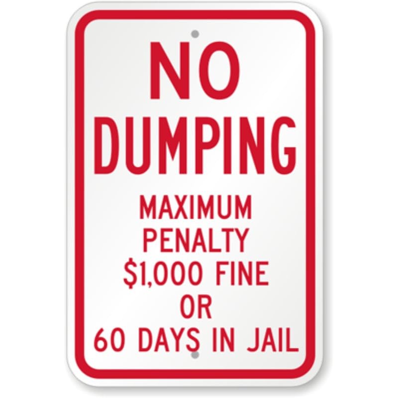 No Dumping Aluminum Weatherproof Sign c00534 No Dumping Aluminum Weatherproof Sign c00534