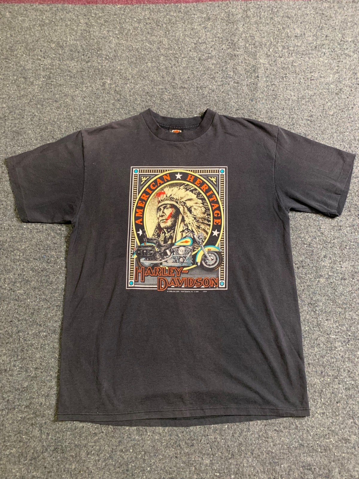 3D Emblem Vintage Harley Davidson Native American Heritage T Shirt Size XLarge 3D Emblem Vintage Harley Davidson Native American Heritage T Shirt Size XLarge