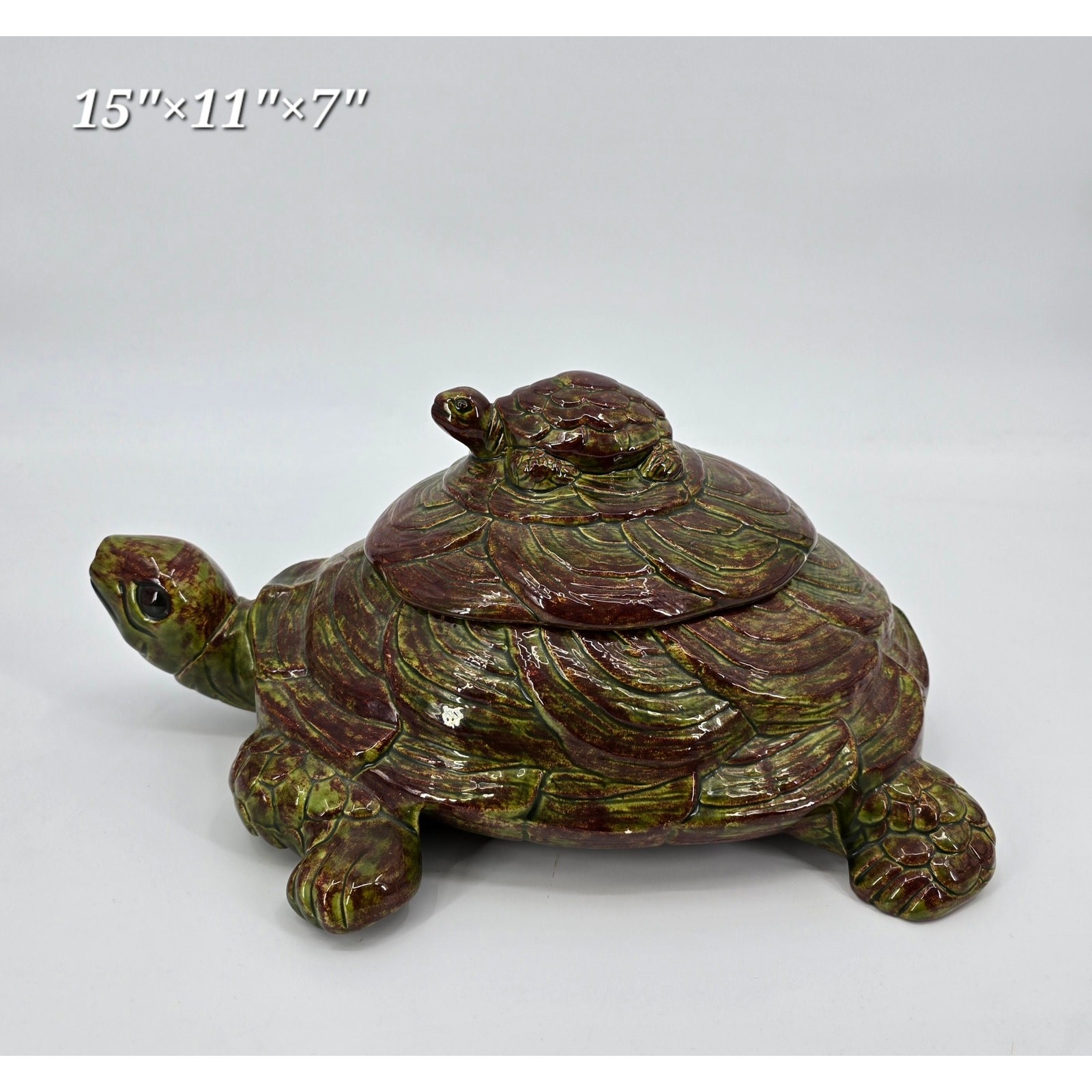 Vintage 1983 MCO Decor Ceramic Turtle Lidded Dish | Baby Turtle Cookie Jar
