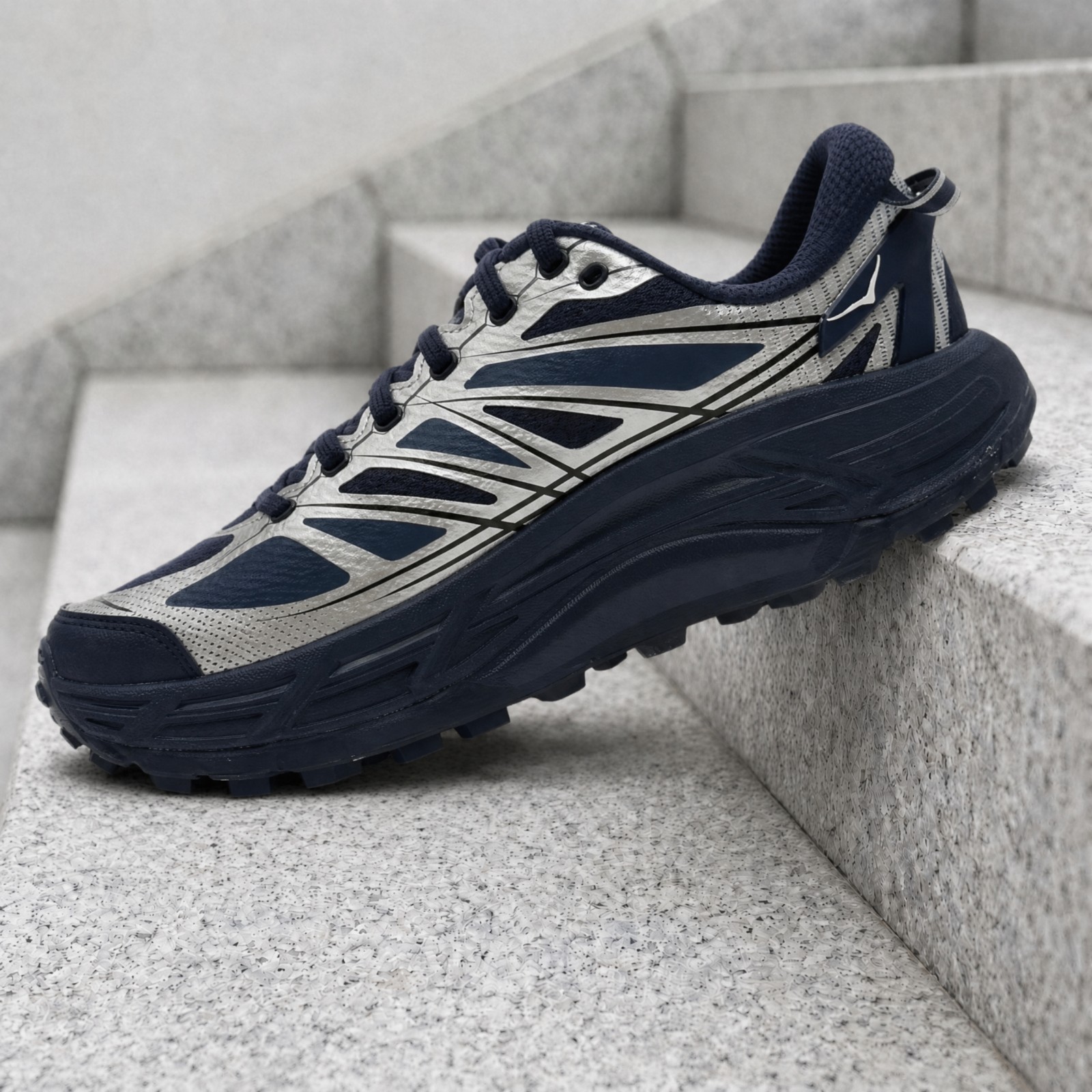 Hoka One One Mafate Speed 2 Varsity Navy Silver 1126851-VYNV Men's New Hoka One One Mafate Speed 2 Varsity Navy Silver 1126851-VYNV Men's New