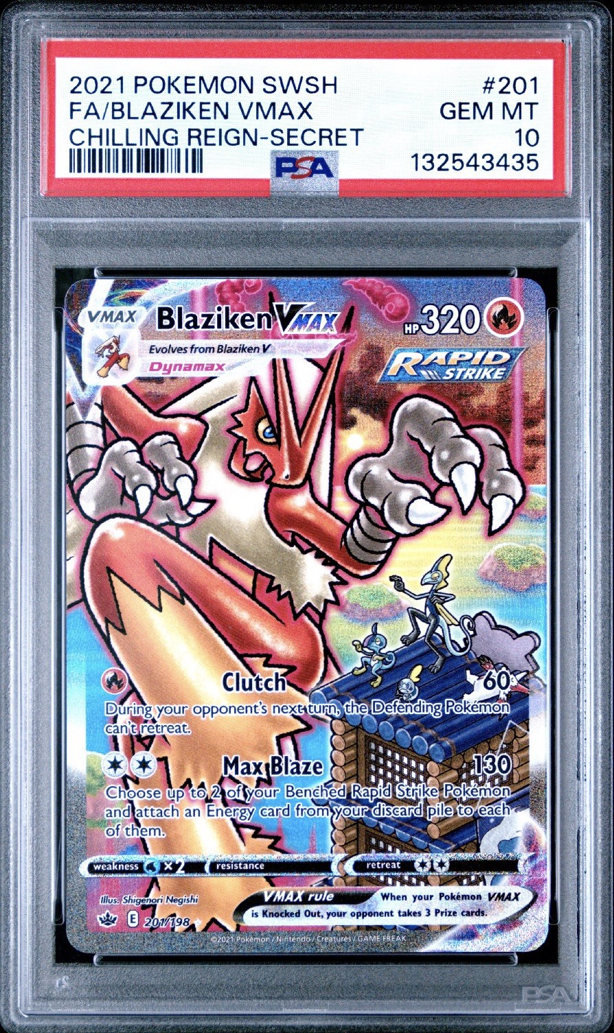 2021 POKEMON SWORD & SHIELD CHILLING REIGN SECRET FULL ART/BLAZIKEN VMAX PSA 10 2021 POKEMON SWORD & SHIELD CHILLING REIGN SECRET FULL ART/BLAZIKEN VMAX PSA 10