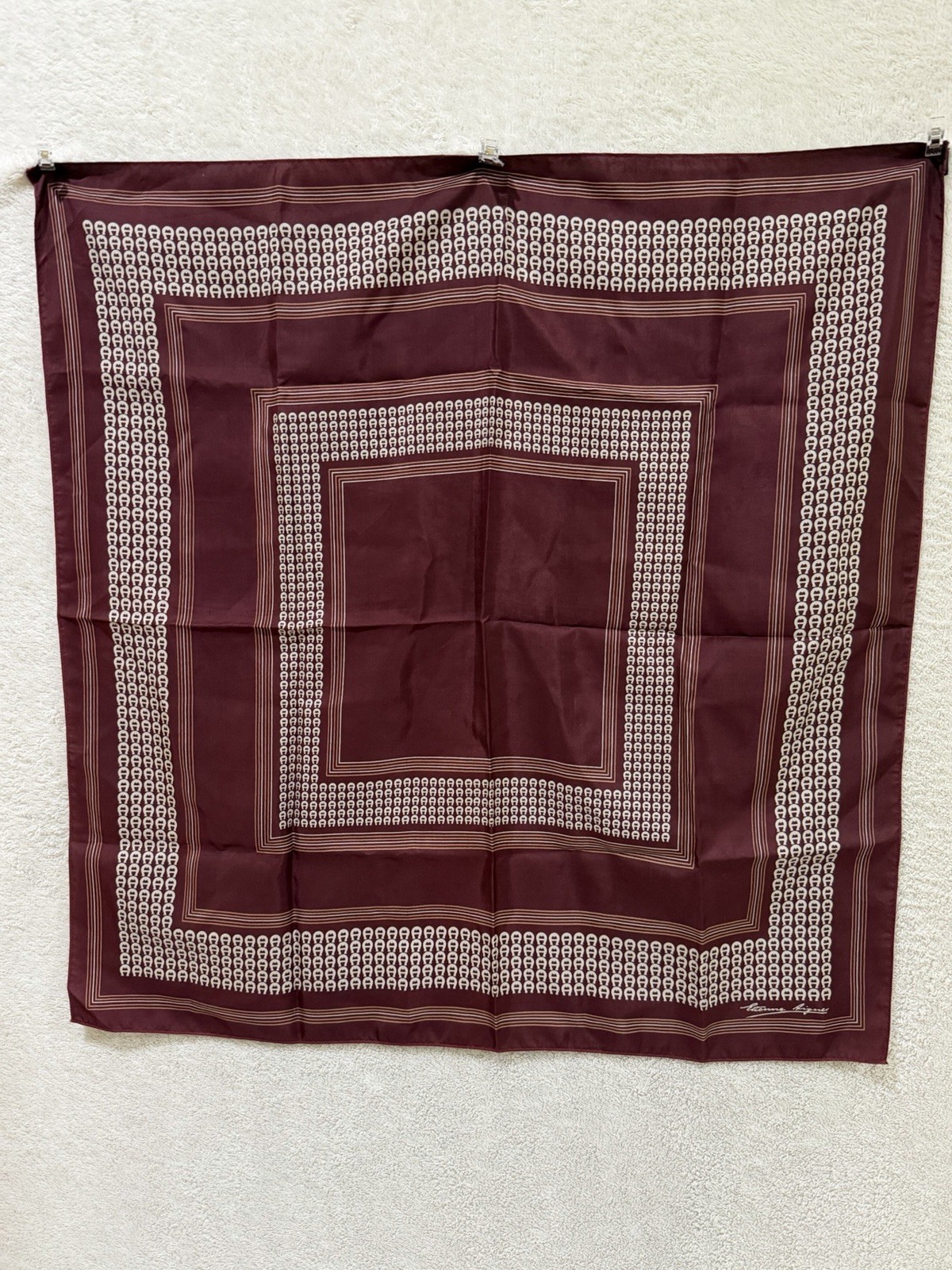 Vintage 100% Silk Scarf Etienne Aigner Logo Square Italian Made 26.5” x 26.5” Vintage 100% Silk Scarf Etienne Aigner Logo Square Italian Made 26.5” x 26.5”