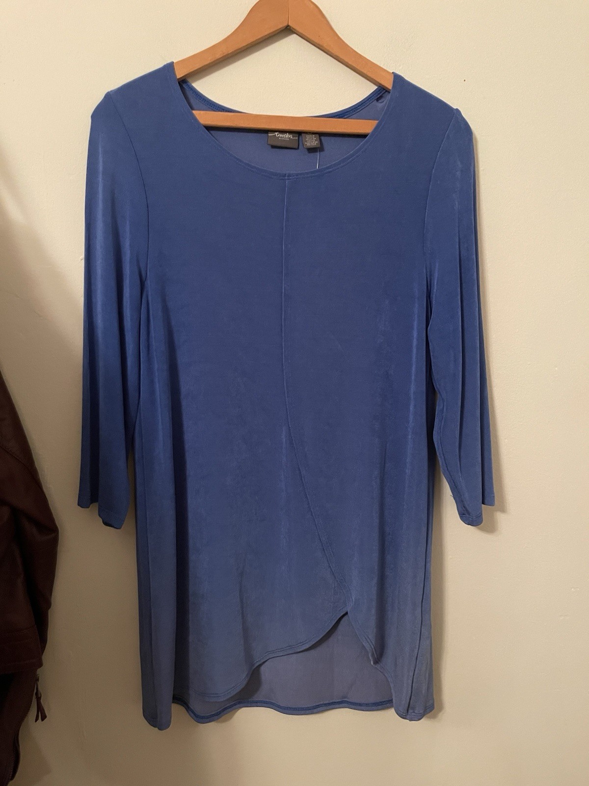 Chico\'s Travelers Blue 3/4 Sleeve Blouse Tunic Top Size 0  XS / S NWT Tulip Hem