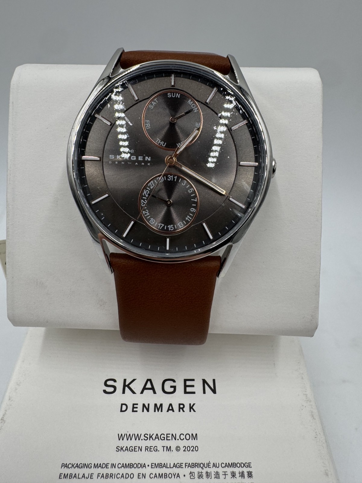 Skagen Holst Charcoal Dial Brown Leather Men's Watch SKW6086