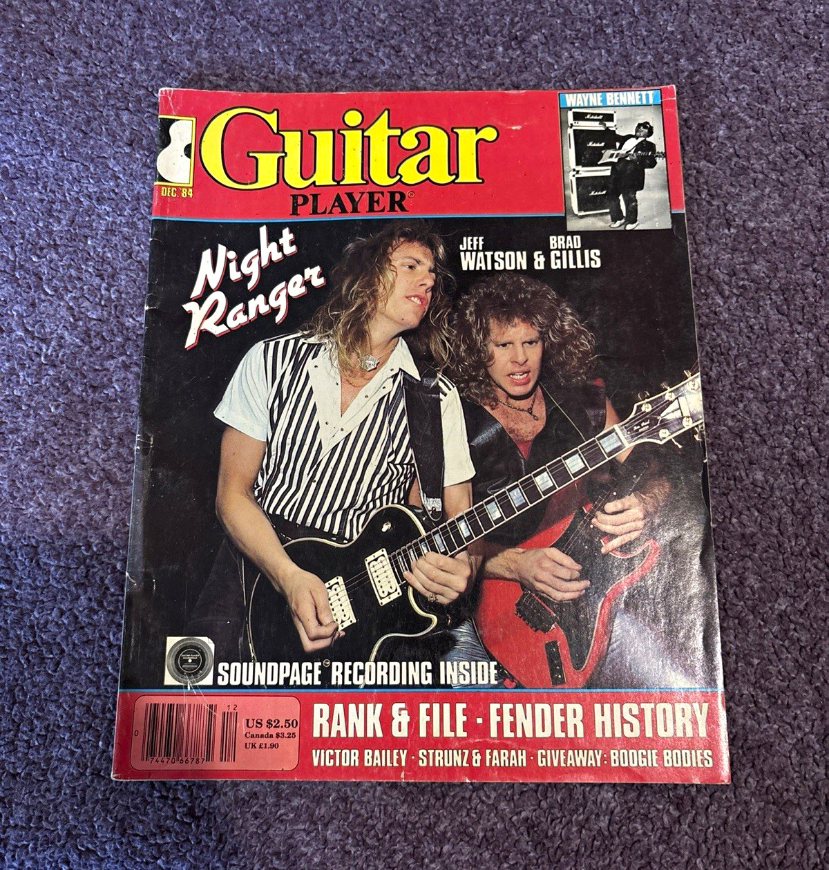 Guitar Player Magazine December 1984 Illustrated Jeff Watson Brad Gillis Fender Guitar Player Magazine December 1984 Illustrated Jeff Watson Brad Gillis Fender