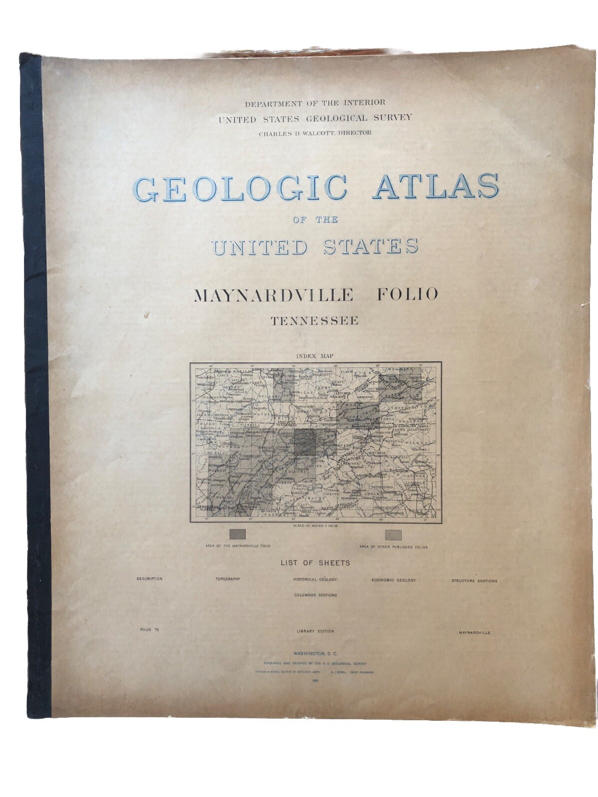 Antique 1901 US Geological Atlas Maynardville Tennessee Folio Maps Antique 1901 US Geological Atlas Maynardville Tennessee Folio Maps