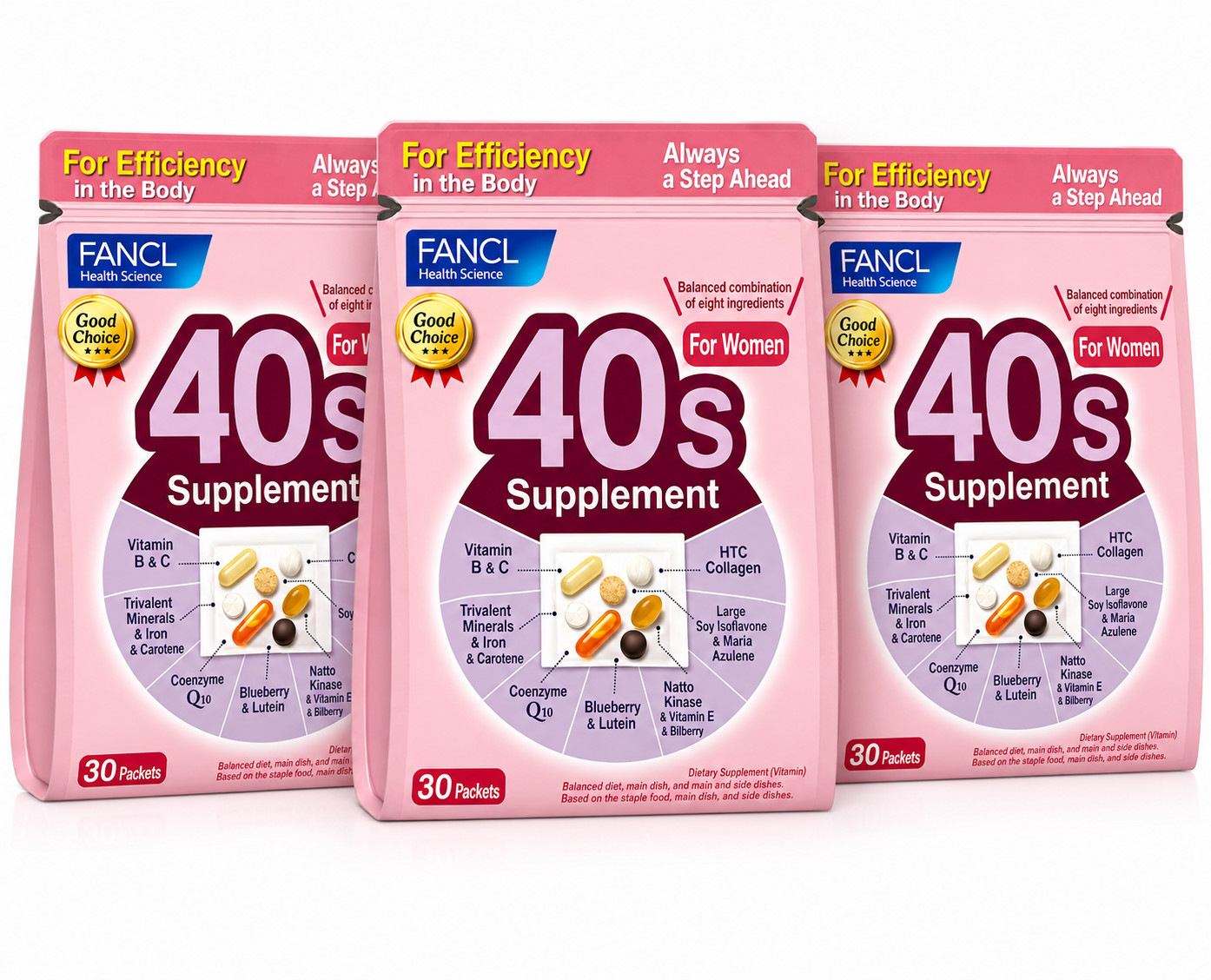 FANCL Supplements for Women in their 40s and Up 15-30 Day Supply set of 3 JP