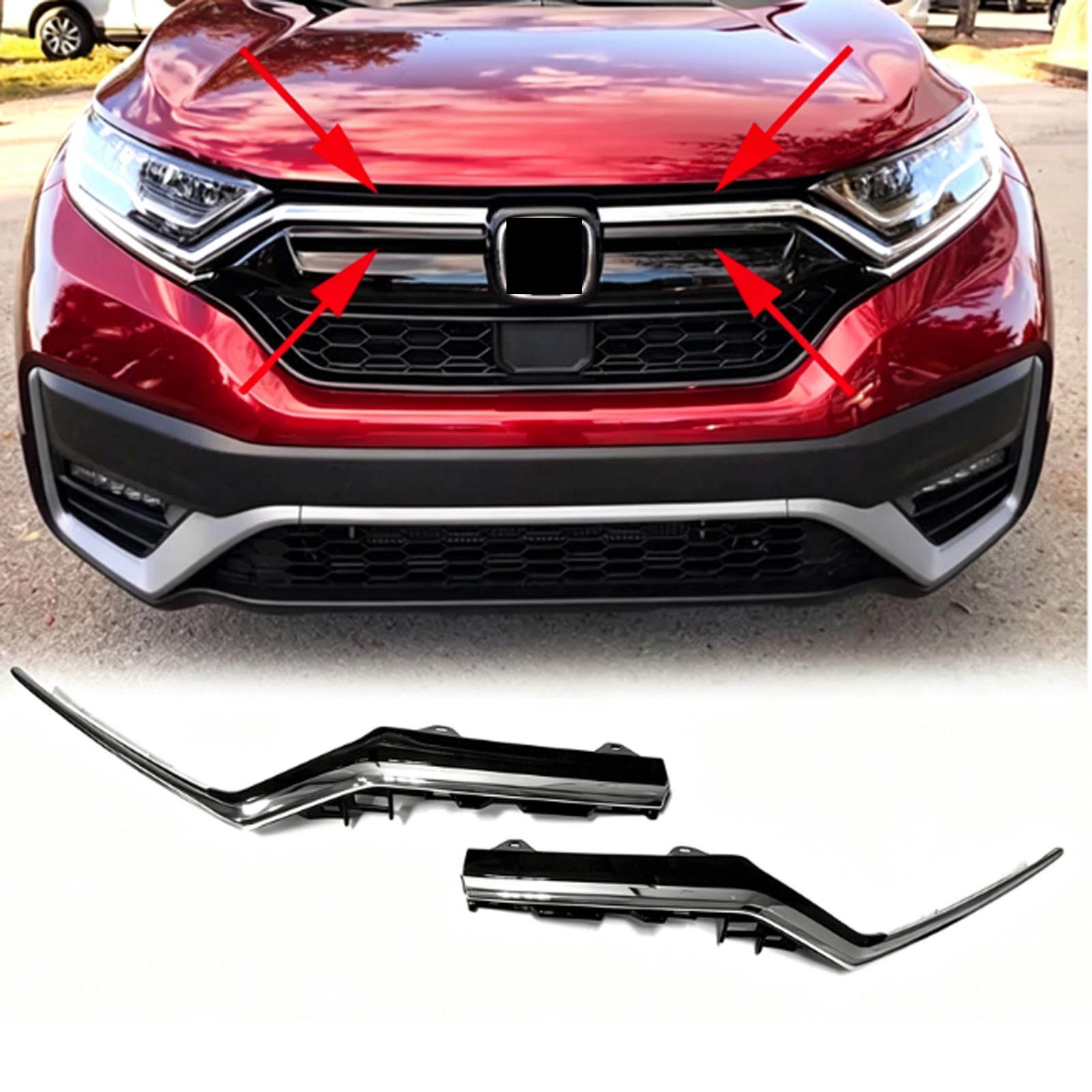 For Honda  2020-2022 CR-V CRV Chrome Front Grille Decor Headlight Trim Molding