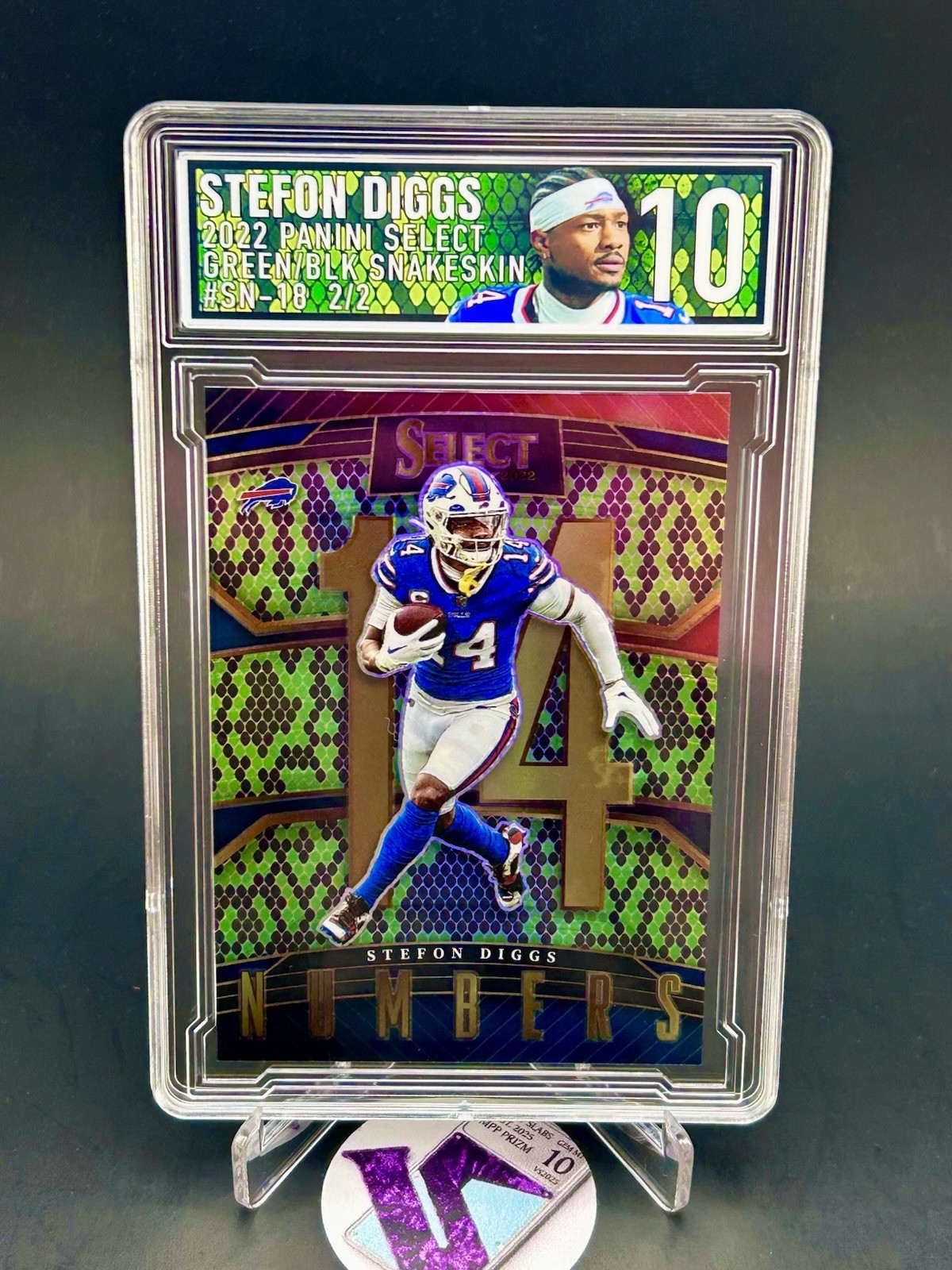 2022 Panini Select Stefon Diggs SN-18 Green/Black Snakeskin 2/2 EGC 10 GEM MINT 2022 Panini Select Stefon Diggs SN-18 Green/Black Snakeskin 2/2 EGC 10 GEM MINT