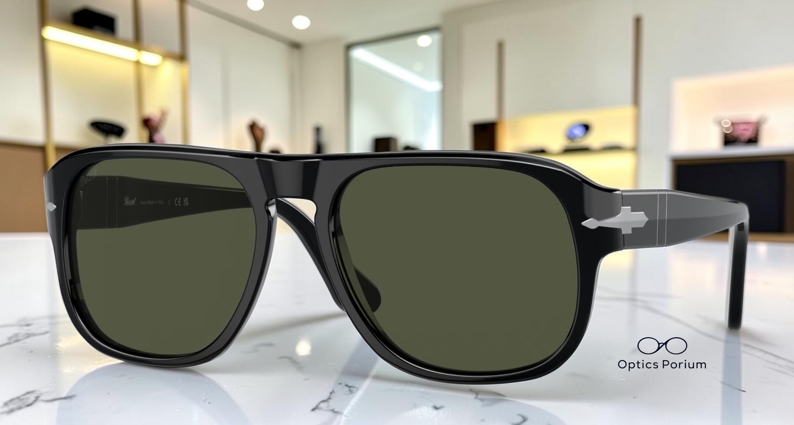 PERSOL PO3310S 95 31 Black Green 57 mm Unisex Sunglasses PERSOL PO3310S 95 31 Black Green 57 mm Unisex Sunglasses