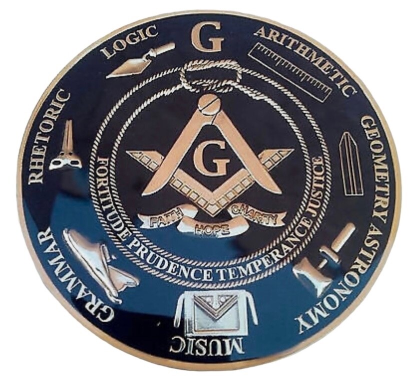 Freemason Masonic Love For Arts Car Emblem Heavy Alloy Golden And Black Finish Freemason Masonic Love For Arts Car Emblem Heavy Alloy Golden And Black Finish