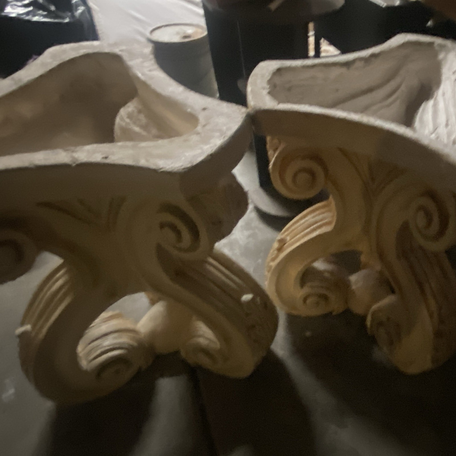 Quarry Tile Company Beige Clay Victorian Corbels Pair, 1920s Antique Salvage