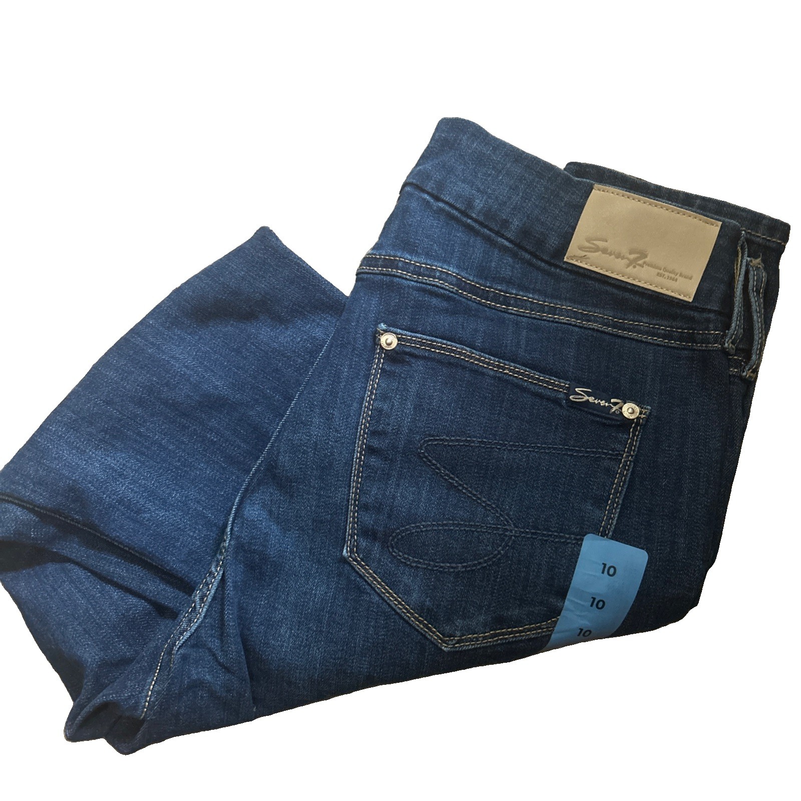 NEW Seven 7 Jeans Womens 10 Tummyless High Rise Skinny Dark Wash Denim Mid Rise