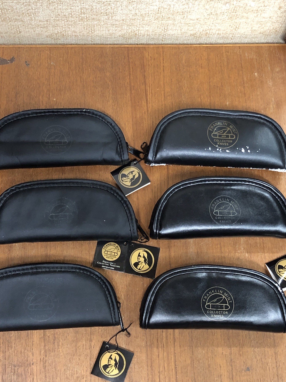 Lot 6 Franklin Mint Collector Knives Knife Black Pouches Cases Lot 6 Franklin Mint Collector Knives Knife Black Pouches Cases