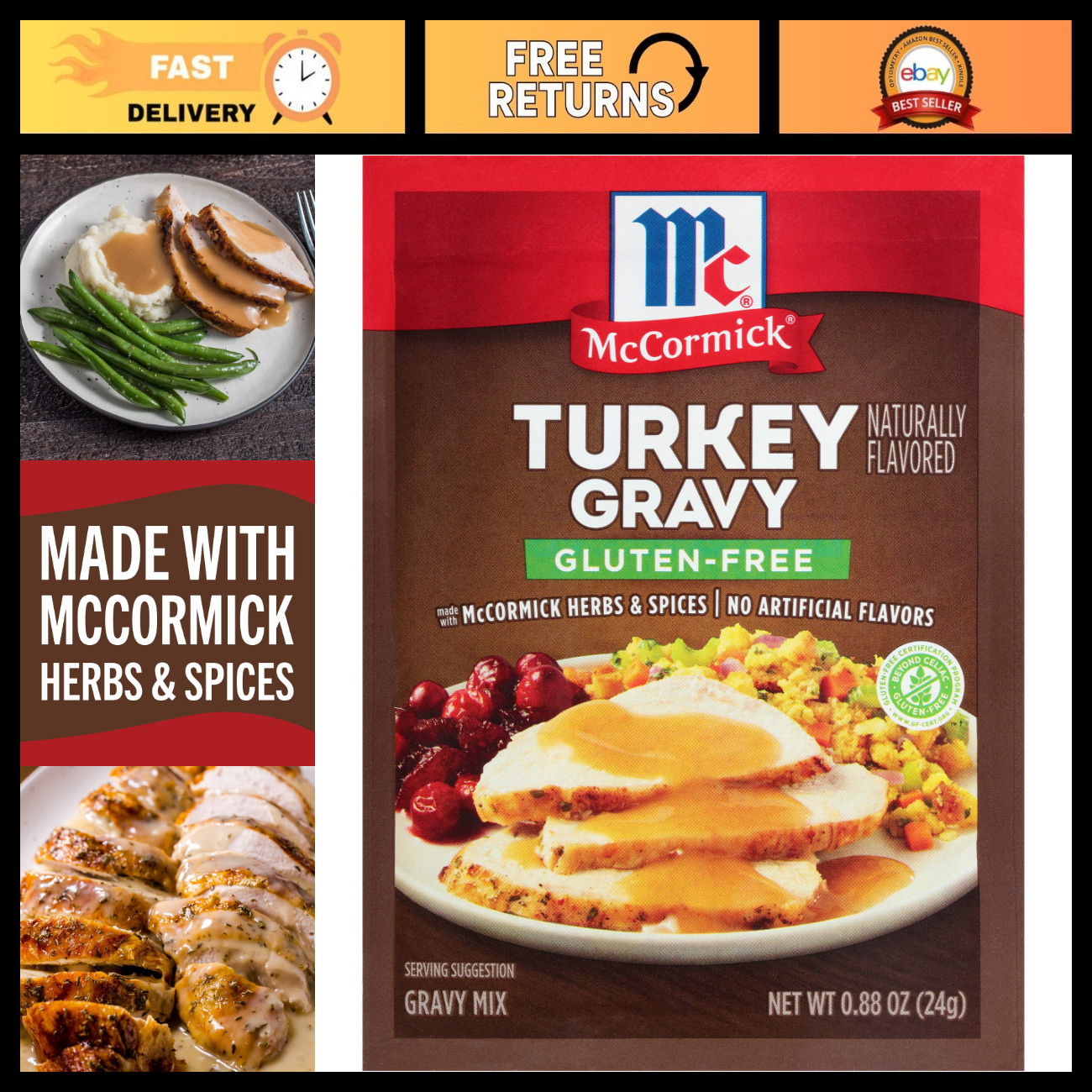 Gluten-Free Turkey Gravy Mix, 0.88 oz - Pack of 12, Perfect for Holiday Meals Gluten-Free Turkey Gravy Mix, 0.88 oz - Pack of 12, Perfect for Holiday Meals