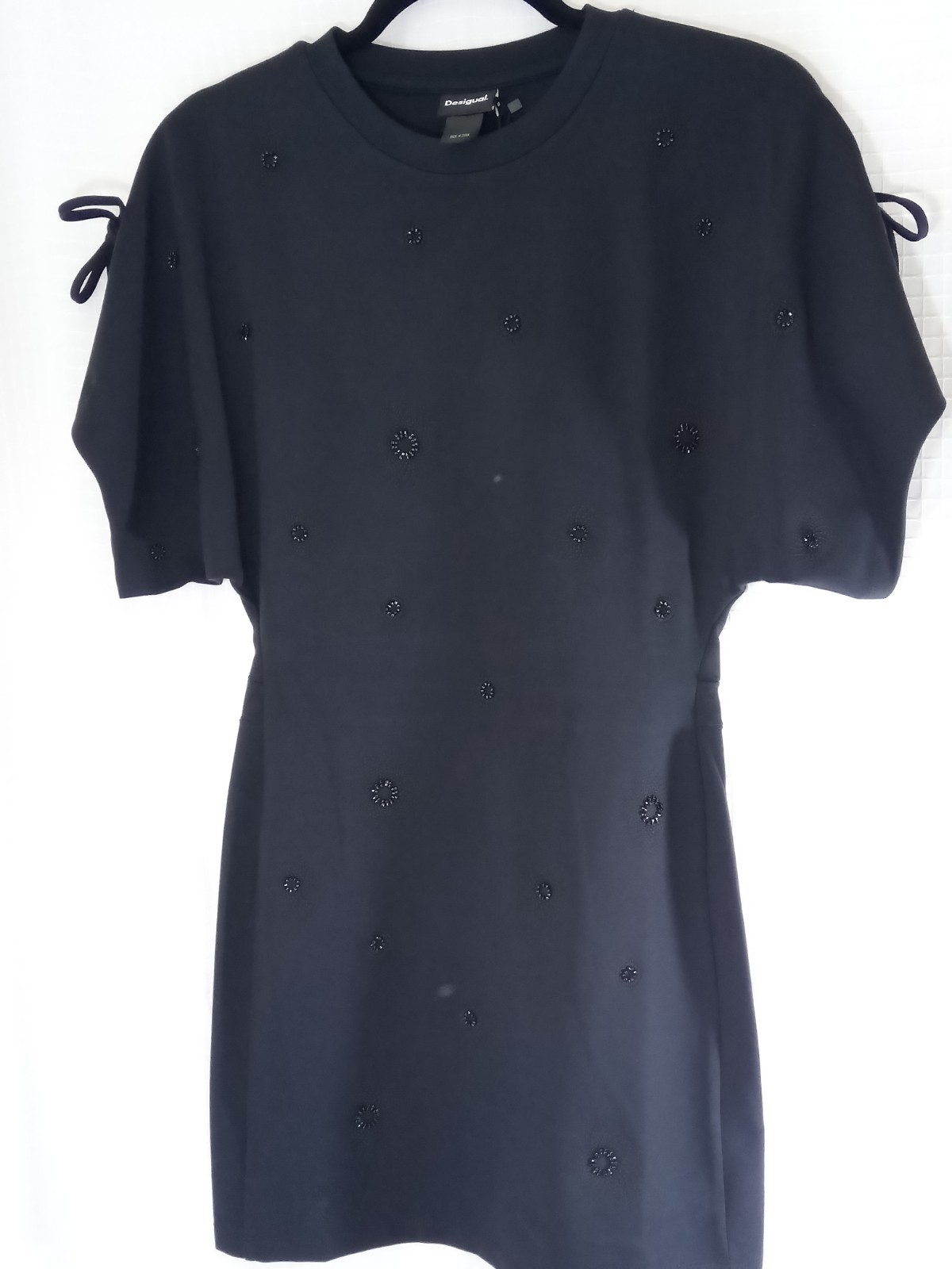 Desigual Black Mini Dress Embroidered Beaded Design Size Small