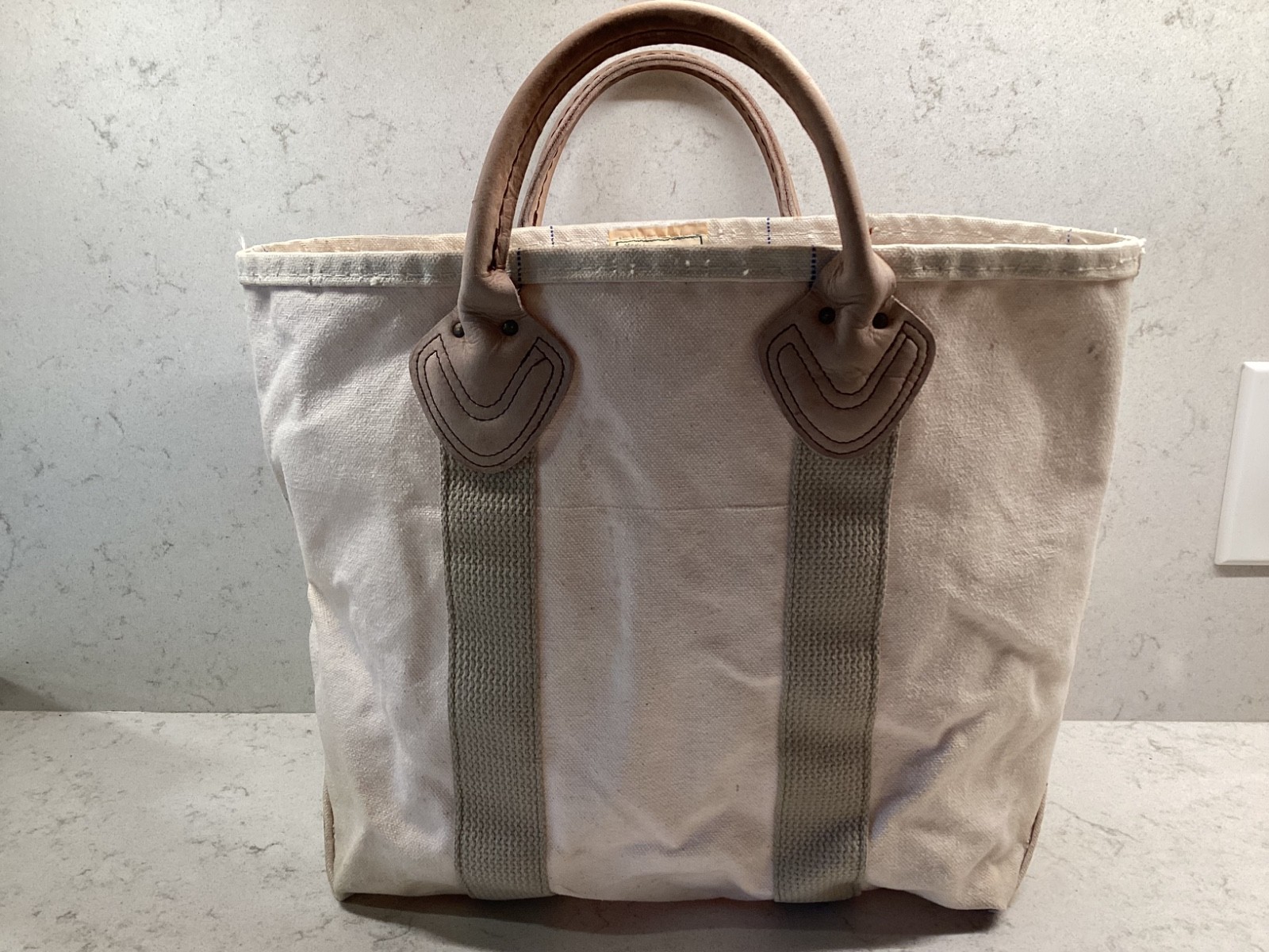 Vintage 70s-80s LL Bean Boat & Tote Canvas Bag Leather Handles Freeport Maine Vintage 70s-80s LL Bean Boat & Tote Canvas Bag Leather Handles Freeport Maine