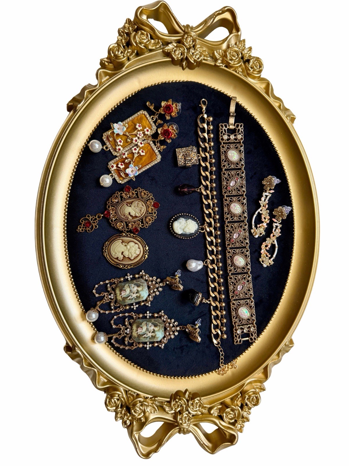 Vintage Style Jewelry Lot Cameo Brooch Earrings Charm Bracelets Victorian