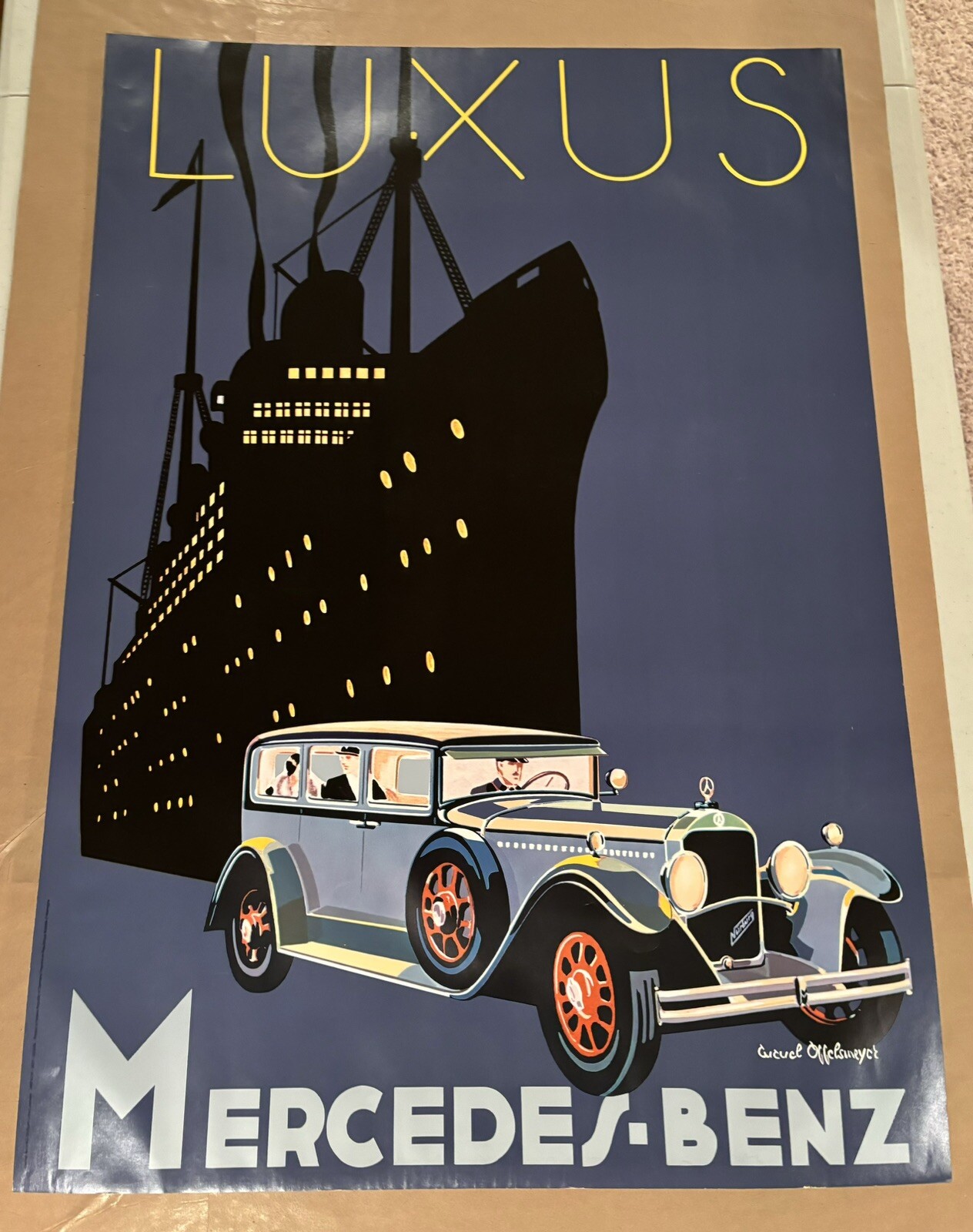 LUXUS (“Luxury”) Mercedes Benz Art Poster VINTAGE