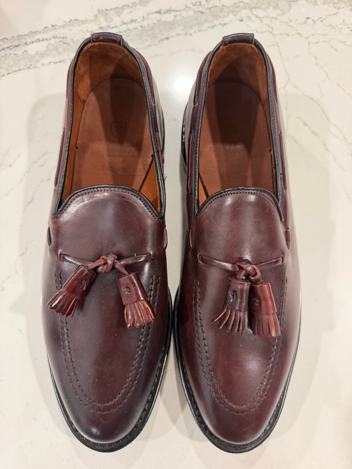 ALLEN EDMONDS GRAYSON Burgundy SHELL CORDOVAN Tassel Loafers 9D Horween 8287