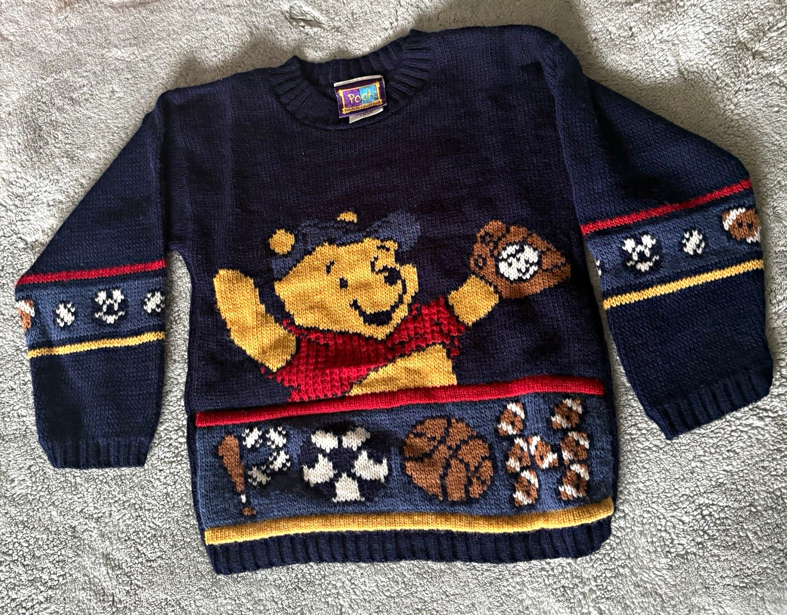Vintage Winnie the Pooh Sports Knit Pullover Sweater 4T Vintage Winnie the Pooh Sports Knit Pullover Sweater 4T