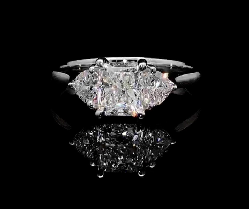 1.45 CTW Radiant & Heart Cut Lab-Grown Diamond Three Stone Ring,IGI Certified