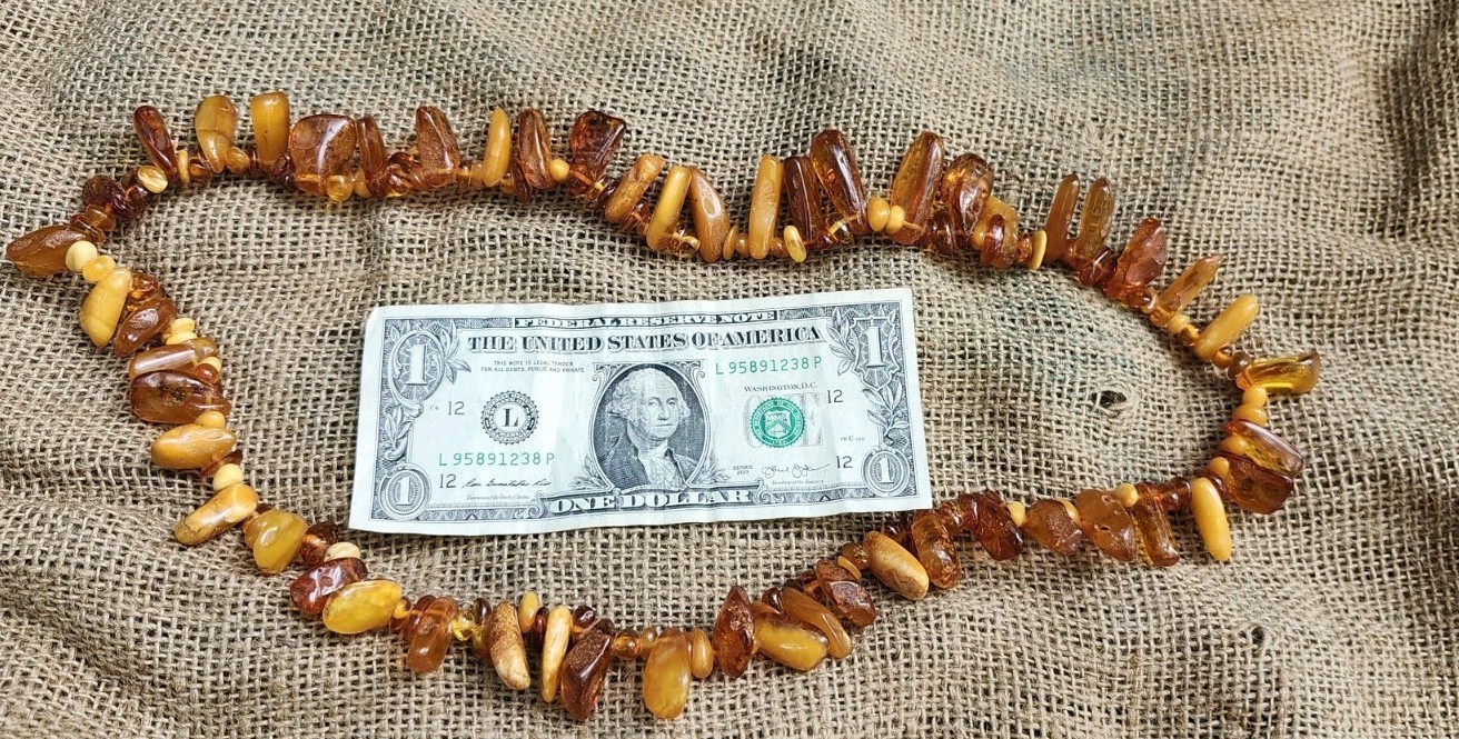 Antique Strand Of Mixed Amber Beads. 30