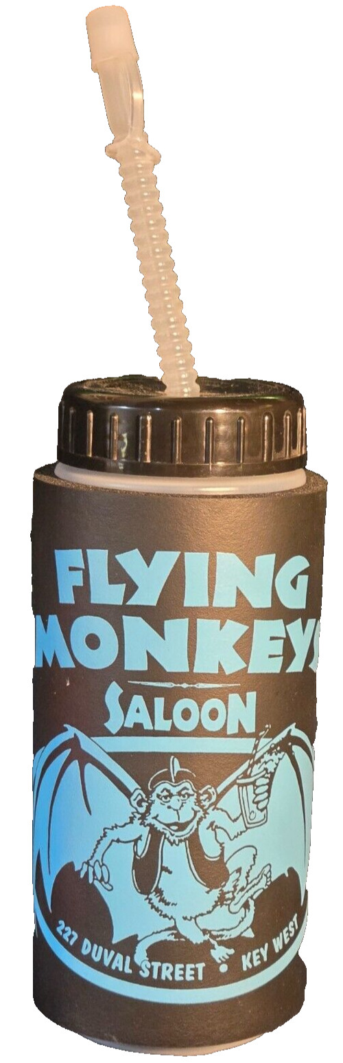 Vintage Key West Florida Duval Street Flying Monkey Saloon Lid Straw Travel Cup Vintage Key West Florida Duval Street Flying Monkey Saloon Lid Straw Travel Cup