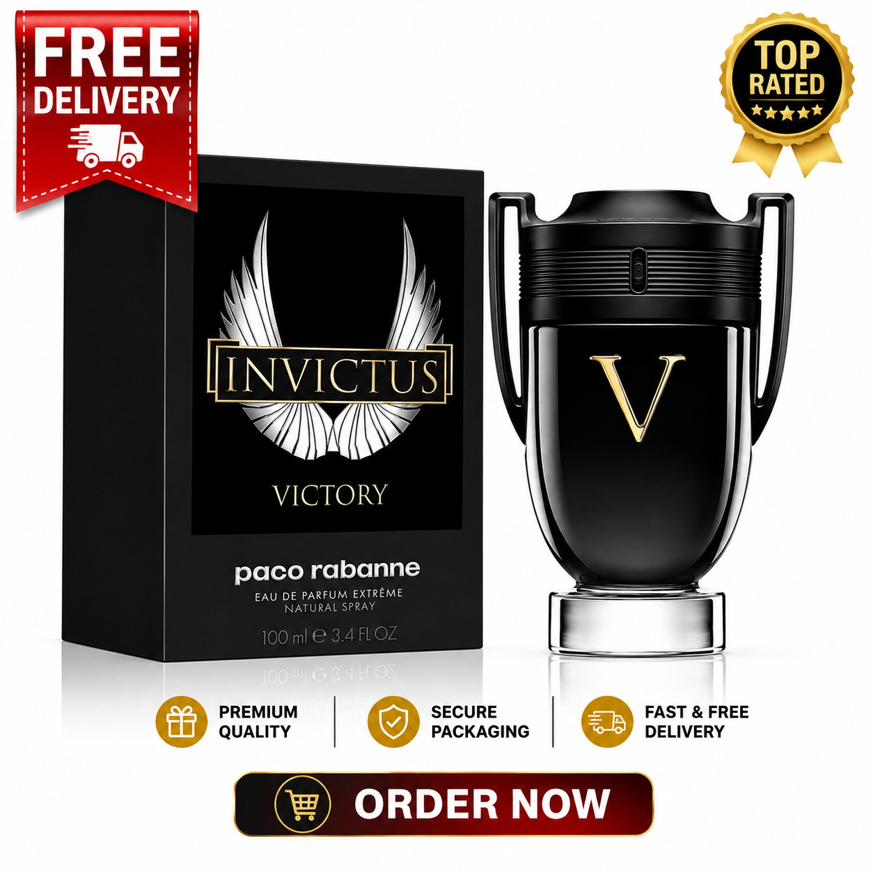 🏆INVICTUS VICTORY BY PACO RABANNE 3.4 OZ /100ML EDP EXTREME SPRAY MEN NEW BOX🏆