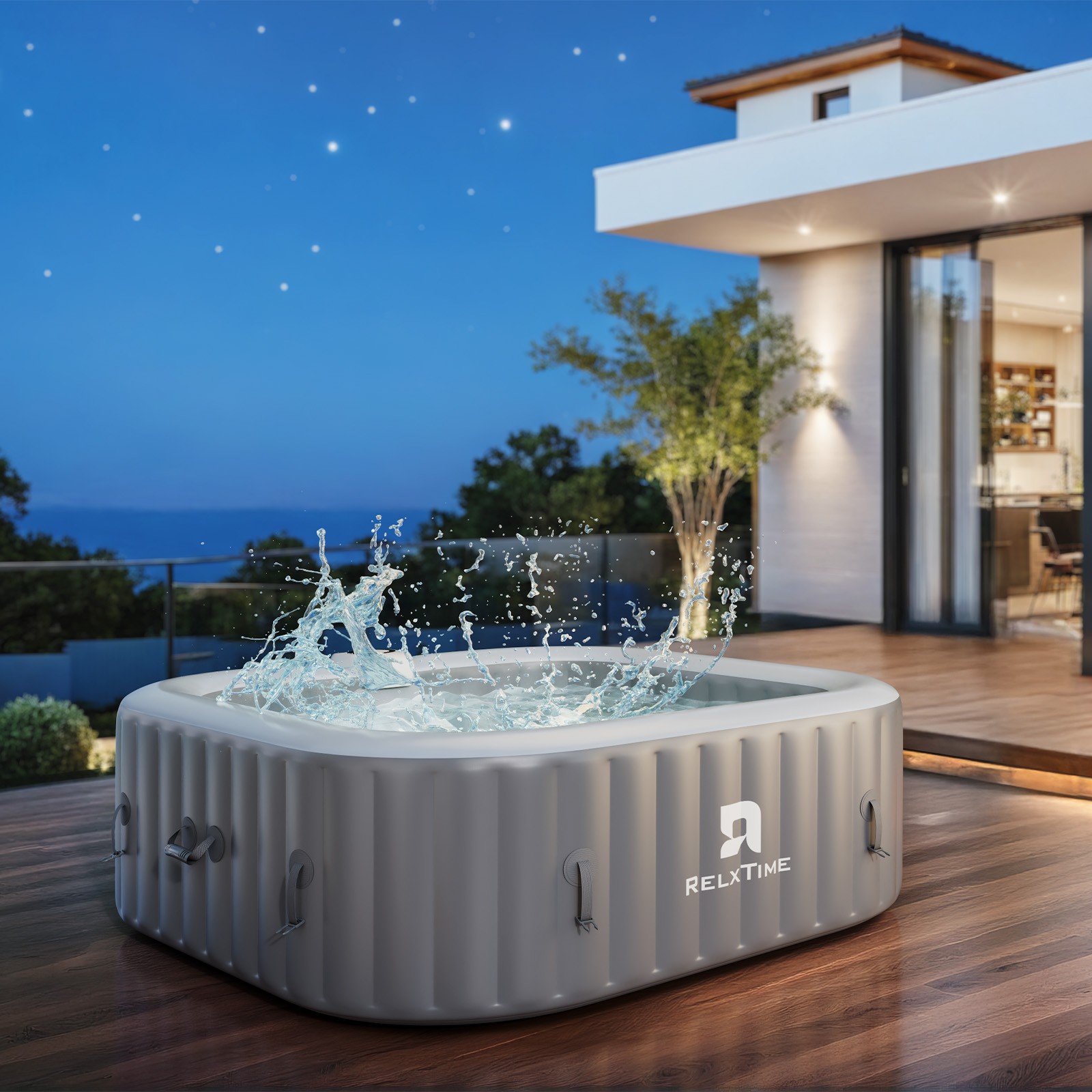 RELXTIME Portable 73x73\'\' Hot Tub Outdoor Inflatable Spa with Build in Heater RELXTIME Portable 73x73\'\' Hot Tub Outdoor Inflatable Spa with Build in Heater