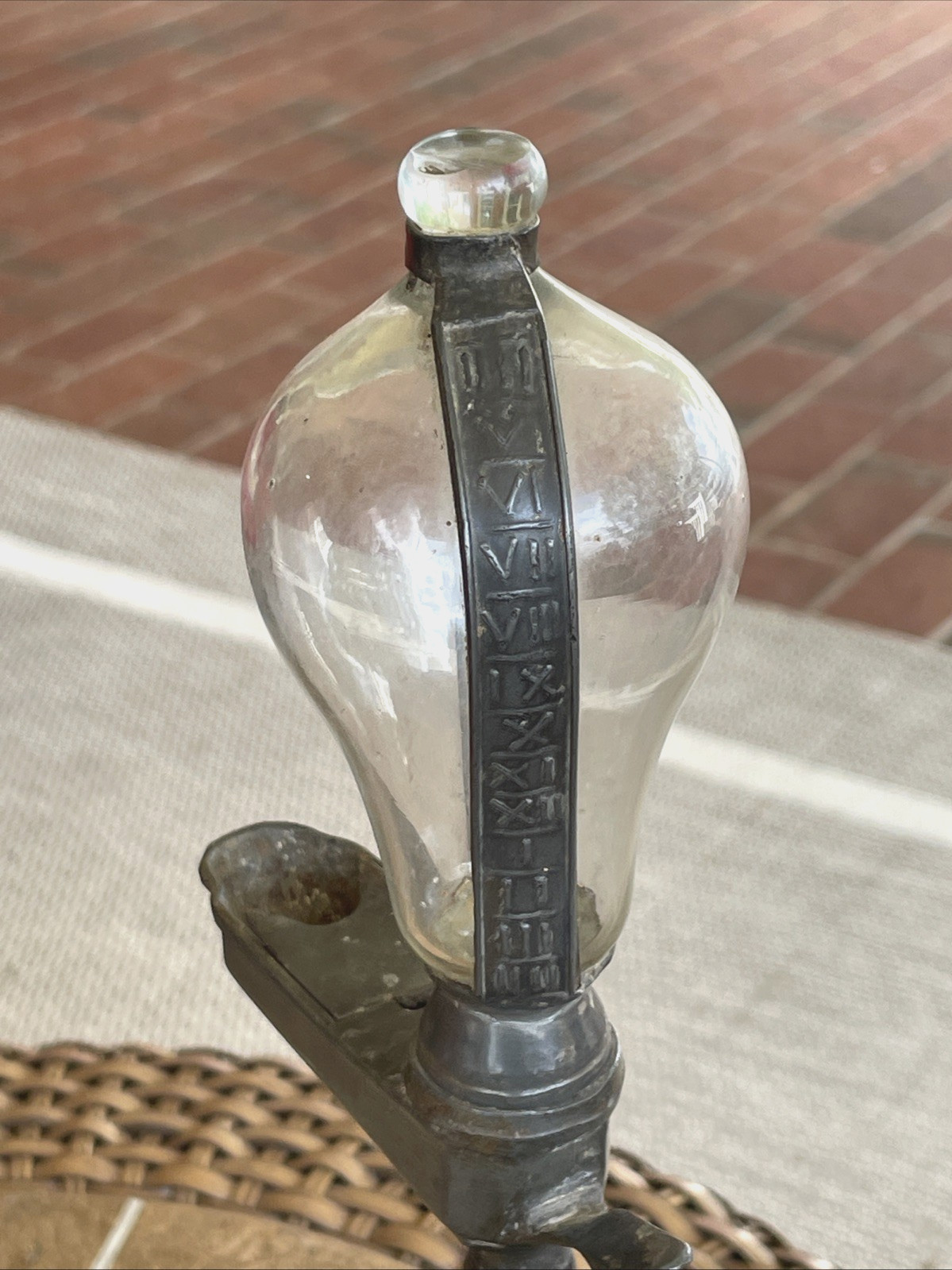 Antique Pewter Whale Oil Betty Lamp Time Scale Primitive Clock Lantern Gravity