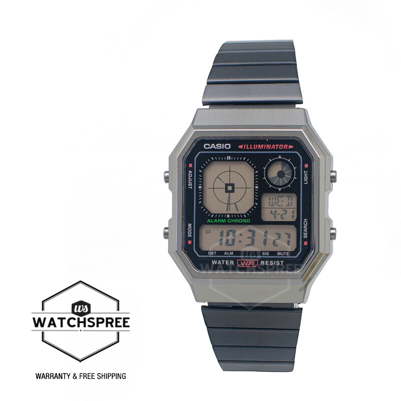 Casio Digital Vintage Black Ion Plated Stainless Steel Band Watch A130WEGG-1A