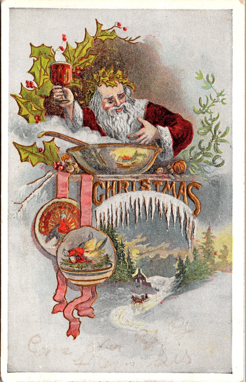 Vintage 1910's Santa Claus Drinking Wine & Getting Drunk Christmas Postcard RARE Vintage 1910's Santa Claus Drinking Wine & Getting Drunk Christmas Postcard RARE