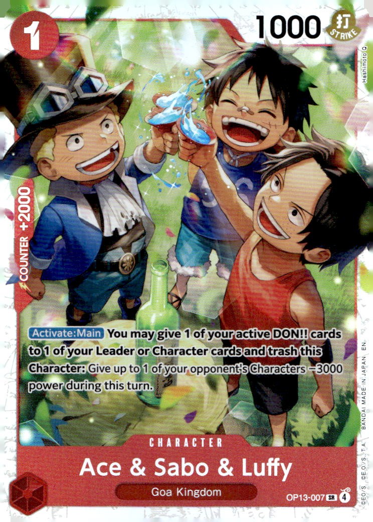 Ace & Sabo & Luffy OP13-007 Super Rare Carrying On His Will One Piece Foil NM