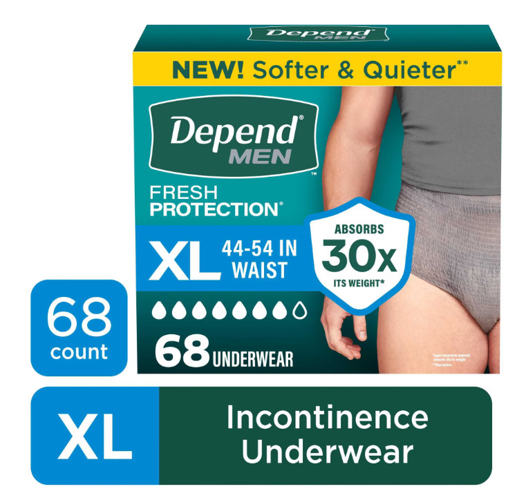 Depend Fresh Protection Incontinence Underwear for Men, Adult, XL (68 Count)