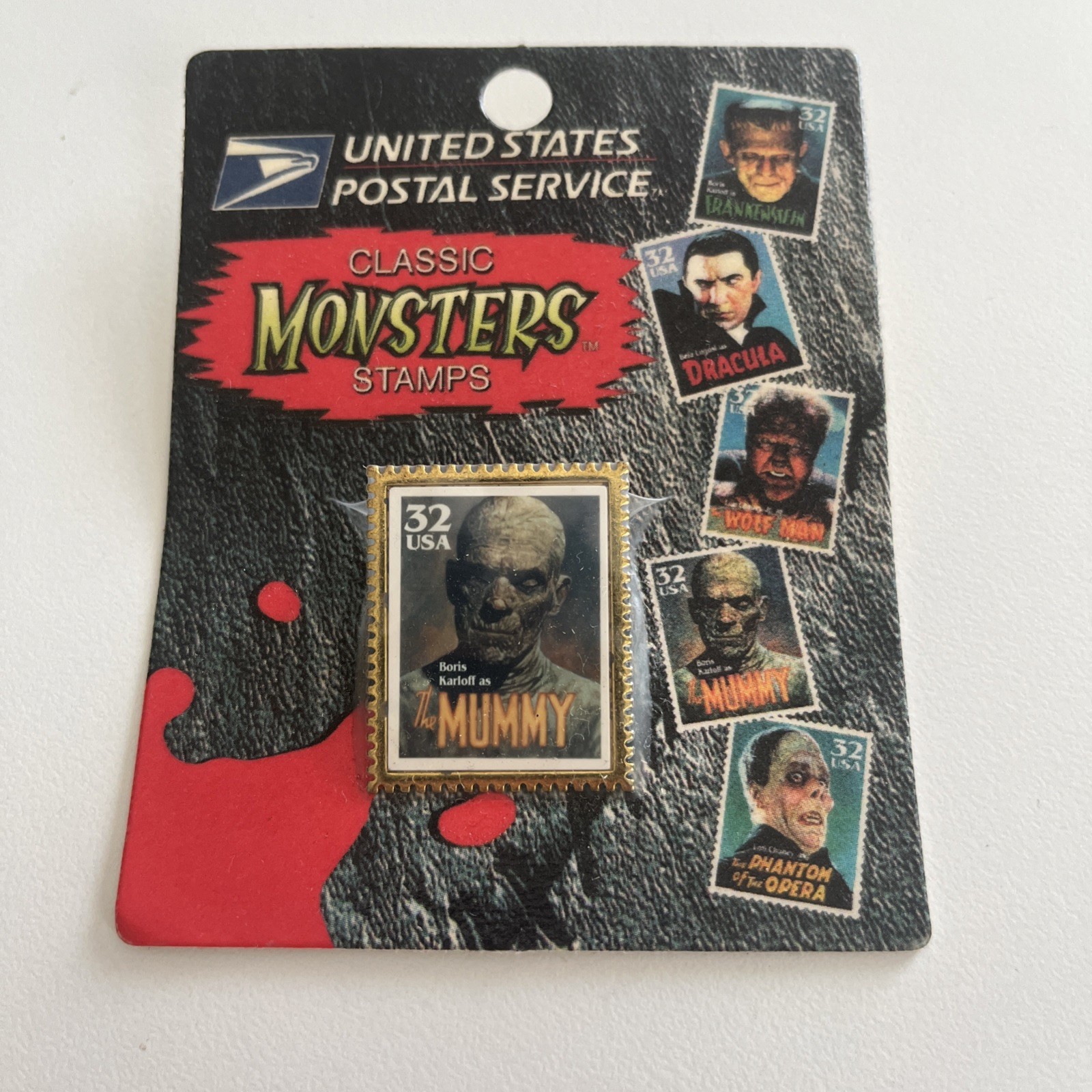Vintage 1997 USPS Universal Monsters THE MUMMY Thomas Blackshear Stamp Pin Vintage 1997 USPS Universal Monsters THE MUMMY Thomas Blackshear Stamp Pin