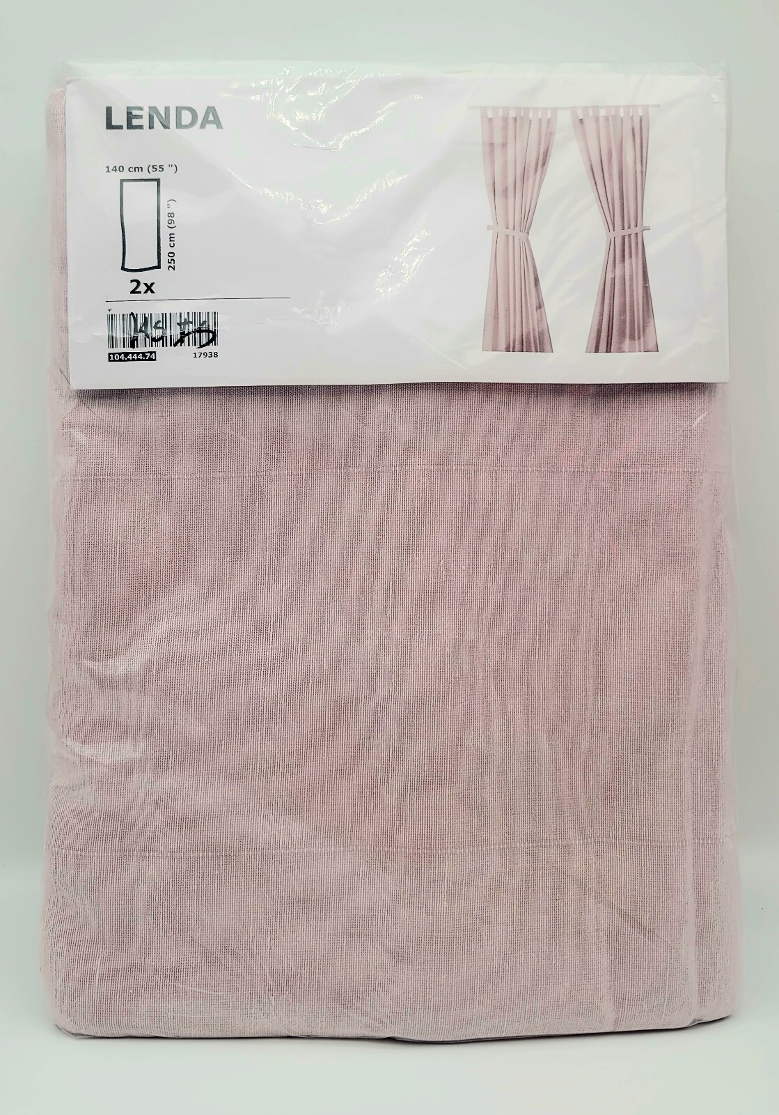 IKEA LENDA Curtains with Tie Backs, Light Pink, 55X98” One Pair 104.444.74 